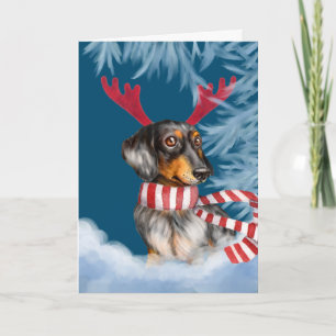 Dachshund Through The Snow Holiday Card