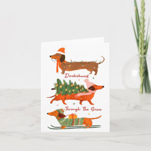 Dachshund Through The Snow Merry Christmas Dachshu Card