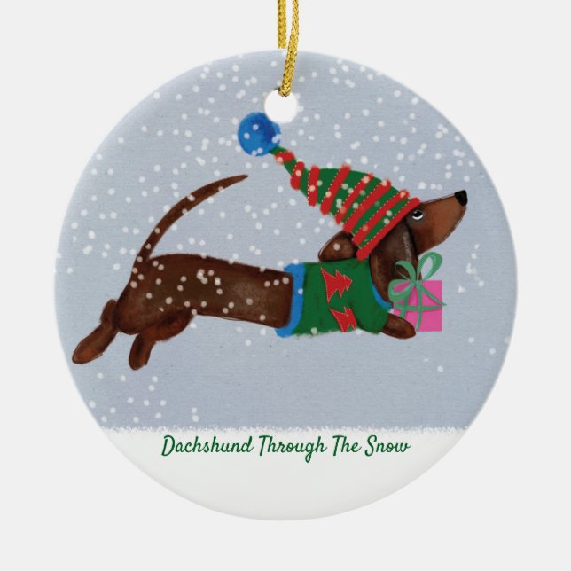 Dachshund Through The Snow Ornament (Front)