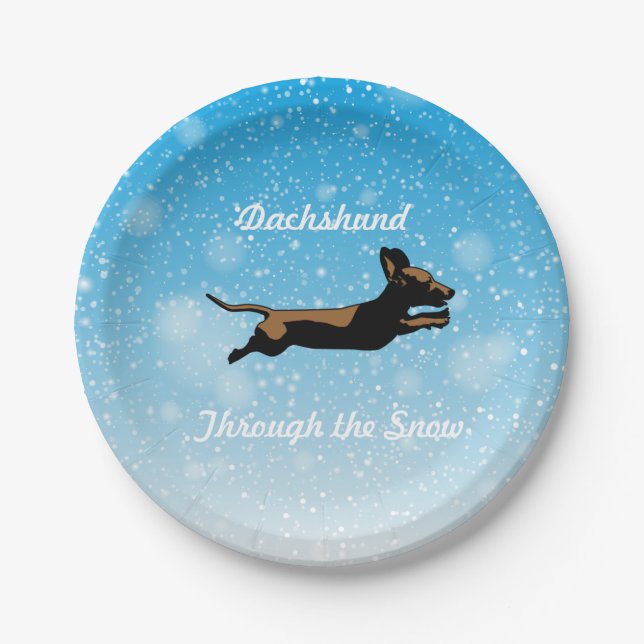 Dachshund through the snow party plate (Front)