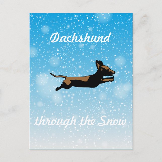 Dachshund through the snow postcard (Front)