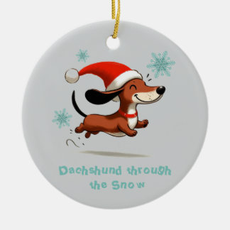 Dachshund through the Snow puppy dog Christmas Ceramic Tree Decoration