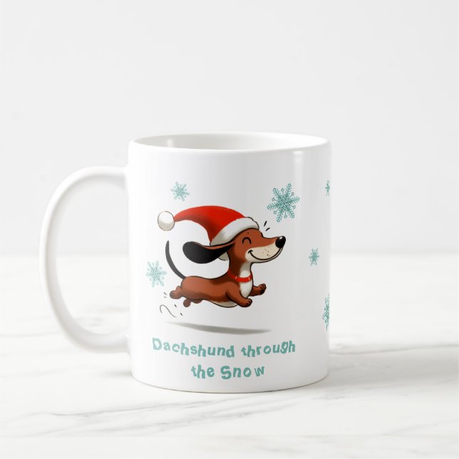 Dachshund through the Snow puppy dog Christmas Coffee Mug (Left)