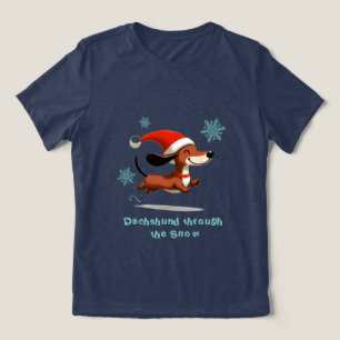 Dachshund through the Snow puppy dog Christmas Tri-Blend Shirt