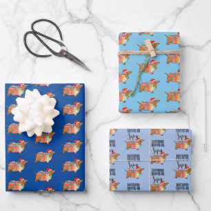Dachshund Through The Snow sausage dog Wrapping Paper Sheet