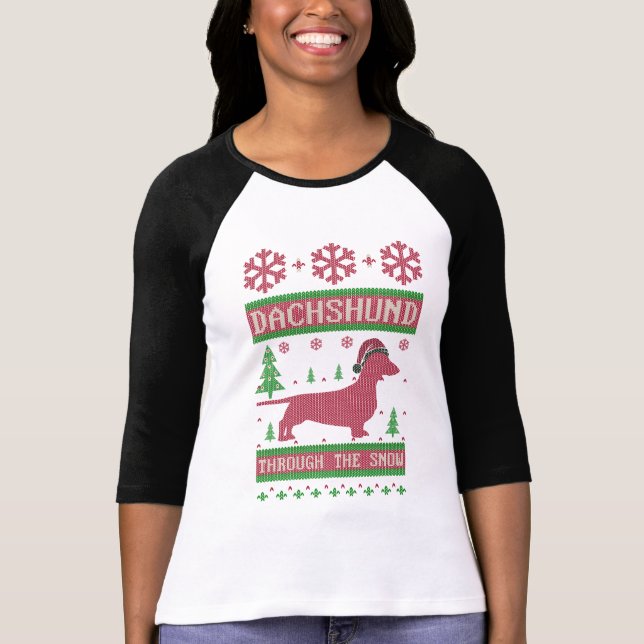 Dachshund Through The Snow T-Shirt (Front)