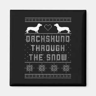 Dachshund Through The Snow Ugly Christmas Sweater Magnet