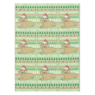 Dachshund Through The Snow Ugly Christmas Sweater Tablecloth