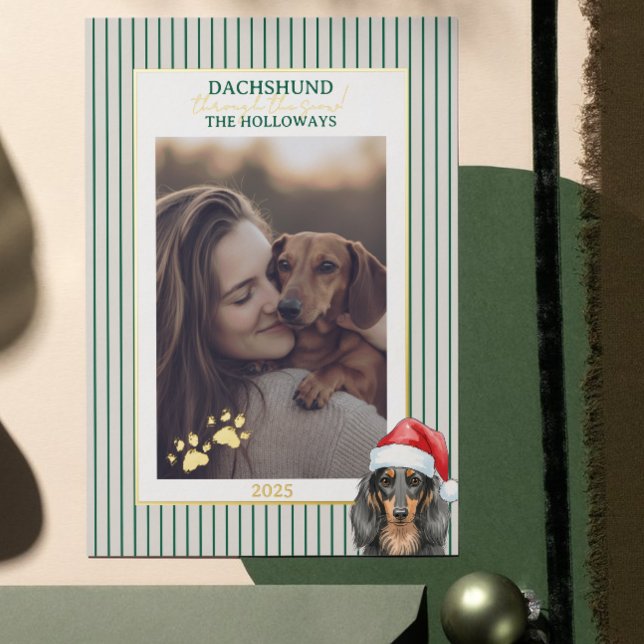 Dachshund through the Snow Watercolor (Send Paw-liday Greetings with this Dachshund through the Snow Watercolor Foil Holiday Card! )