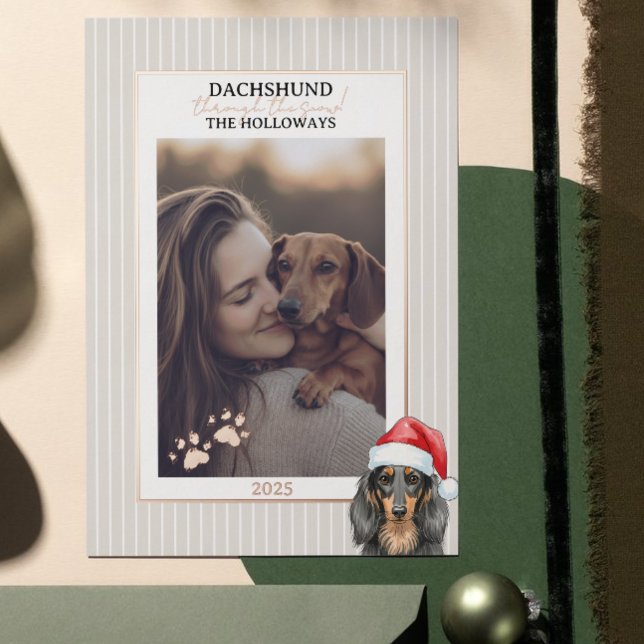 Dachshund through the Snow Watercolor (Send Paw-liday Greetings with this Dachshund through the Snow Watercolor Foil Holiday Card! )