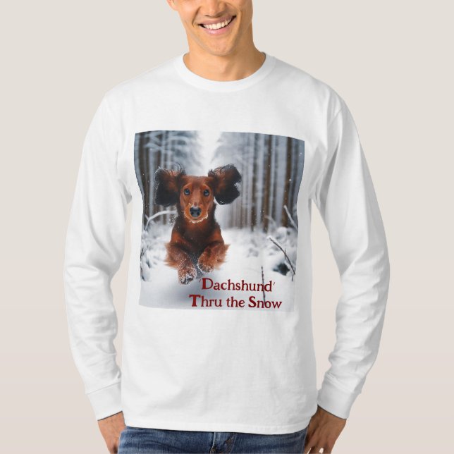 Dachshund Thru the Snow T-Shirt (Front)