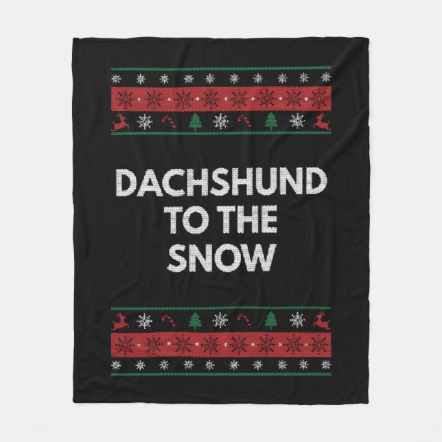 Dachshund to the Snow Christmas Dog Lover Xmas Pet Fleece Blanket (Front)