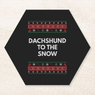 Dachshund to the Snow Christmas Dog Lover Xmas Pet Paper Coaster