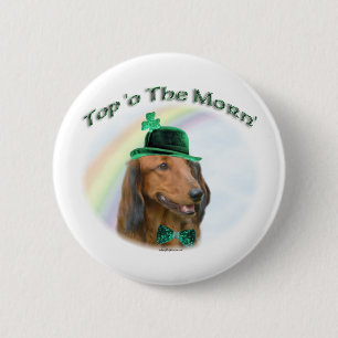 Dachshund Top of the Morn'; Dachshund St. Patrick 6 Cm Round Badge