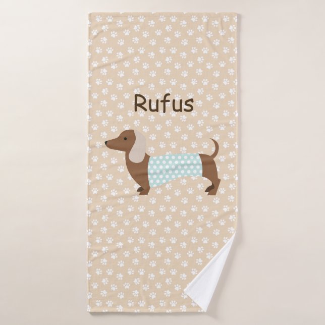 Dachshund Towel Custom Rufus (Bath Towel)
