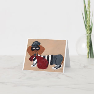 Dachshund Treat Thief Burglar Holiday Card