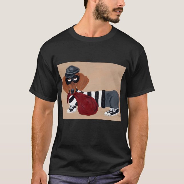  Dachshund Treat Thief burglar T-Shirt (Front)