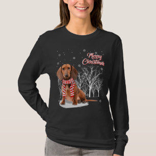 Dachshund Tree Merry Christmas Dachshund Xmas For  T-Shirt