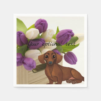 Dachshund Tulips Paper Napkin