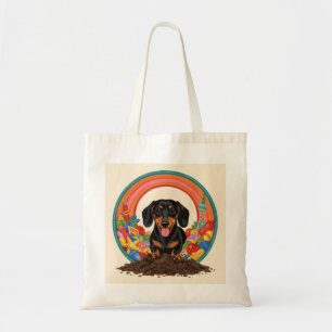 Dachshund Tunnel Digging Fun Tote Bag
