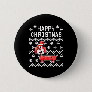 Dachshund Ugly Christmas Dog 6 Cm Round Badge