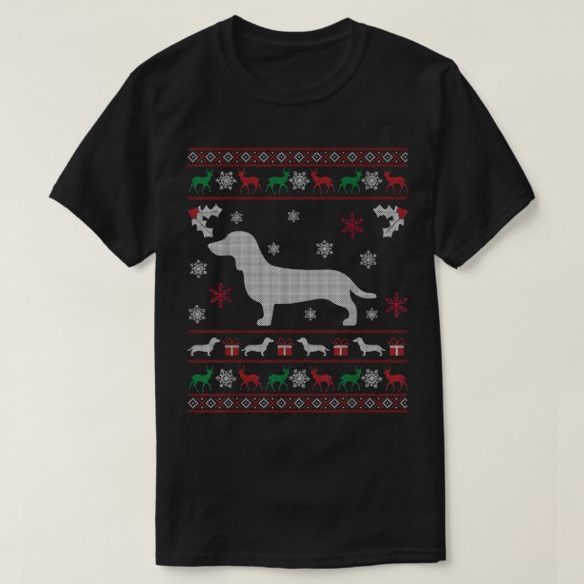 Dachshund Ugly Christmas Sweater Gift for Dog Love (Design Front)