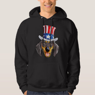 Dachshund Uncle Sam 4th Of July Kids American Flag Hoodie