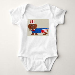 Dachshund Uncle Sam Baby Bodysuit
