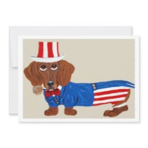 Dachshund Uncle Sam Invitation