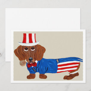 Dachshund Uncle Sam Invitation