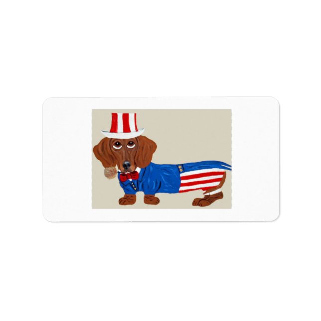 Dachshund Uncle Sam Invitation Label (Front)