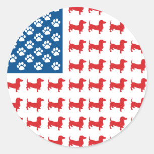 Dachshund USA Patriotic Flag Classic Round Sticker