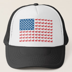Dachshund USA Patriotic Flag Trucker Hat