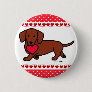 Dachshund Valentine Cartoon 6 Cm Round Badge
