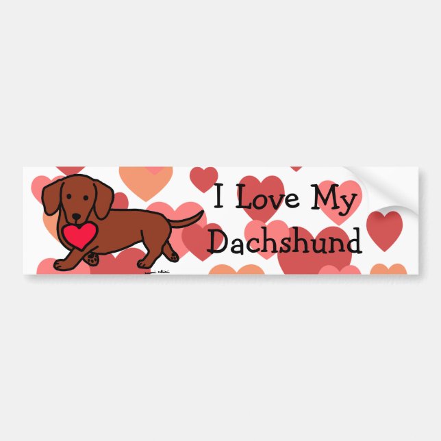 Dachshund Valentine Cartoon Bumper Sticker (Front)