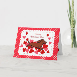 Dachshund Valentine Cartoon Holiday Card