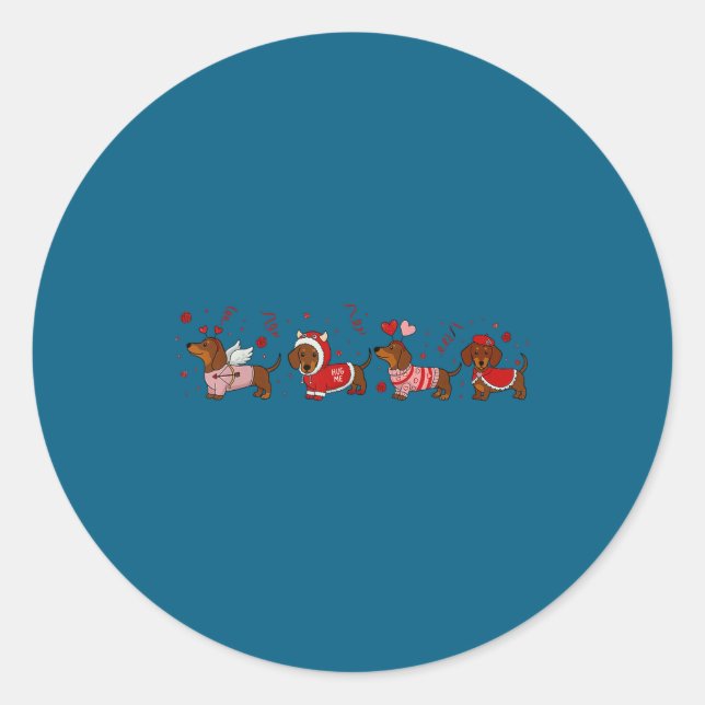 Dachshund Valentine Dachshund Valentine’s Day Saus Classic Round Sticker (Front)