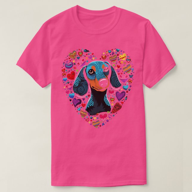 Dachshund Valentine Day T-Shirt (Design Front)