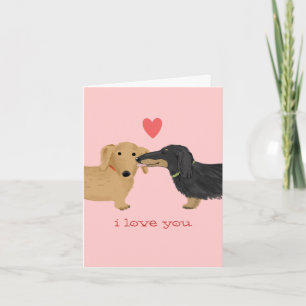 Dachshund Valentine Kiss Cute Dogs Valentine's Day Holiday Card