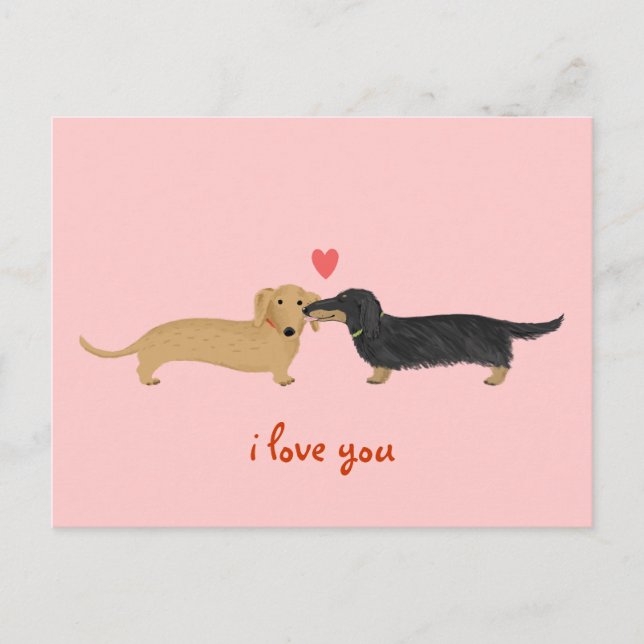 Dachshund Valentine Kiss Cute Wiener Dogs Love Holiday Postcard (Front)