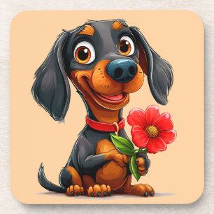 🐶 Dachshund Valentine Love Design For Cute Home Coaster