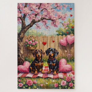 Dachshund Valentine’s Day Art Jigsaw Puzzle