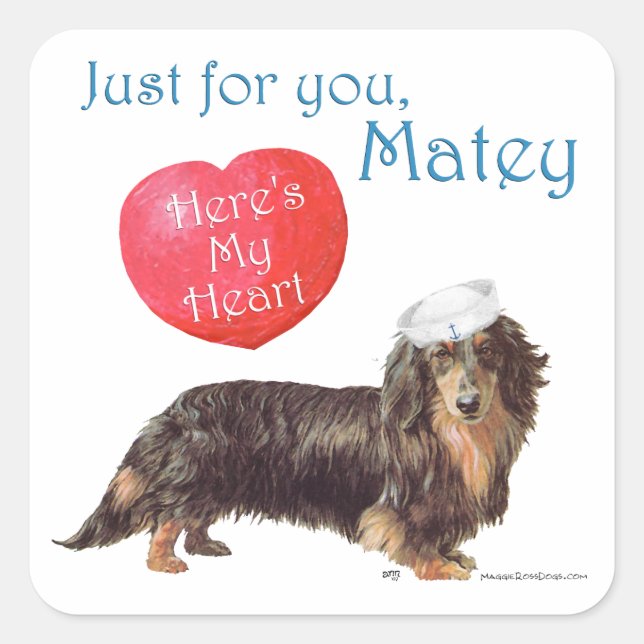 Dachshund Valentine Square Sticker (Front)