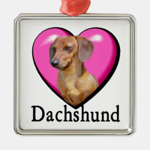 Dachshund Valentines Day Metal Tree Decoration