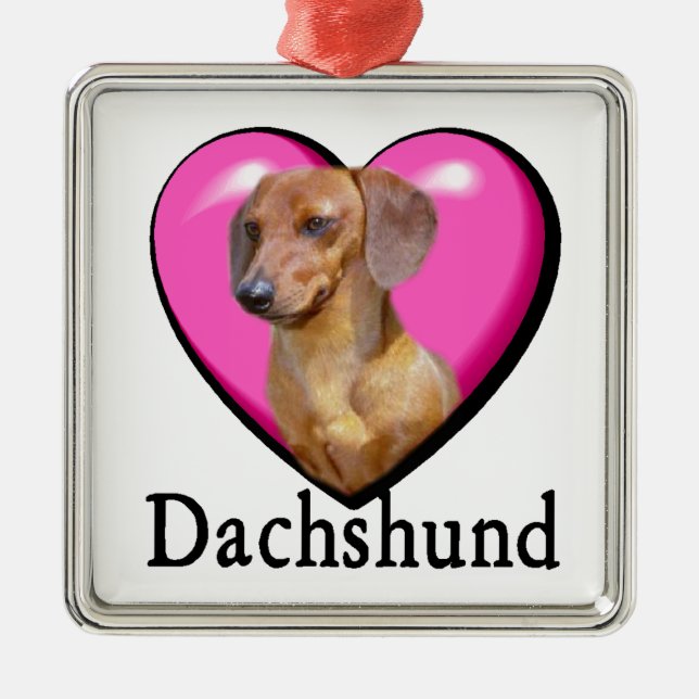 Dachshund Valentines Day Metal Tree Decoration (Front)