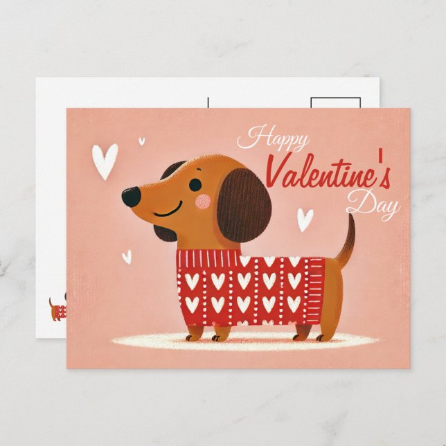 Dachshund Valentine's Day Postcard (Front/Back)