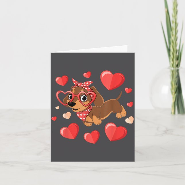 Dachshund Valentines Day Wiener Dog Lover Weenie H Card (Front)