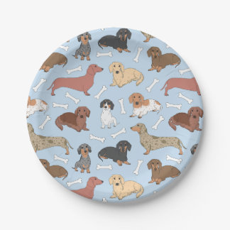 dachshund variety pattern paper plate