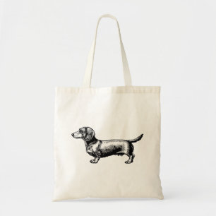 Dachshund Vintage Engraving Illustration Tote Bag