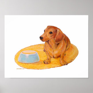 Dachshund waits for Dinner Poster